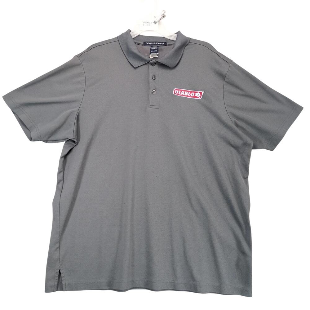 Diablo Tools Embroidered‎ Gray Polo Shirt Men's XXL Devon & Jones Short Sleeve